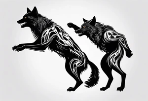 two black wolves dancing on their hind legs. they should be facing each other and obviously dancing tattoo idea
