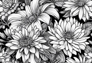Asters, roses, Lillies, chrysanthemums tattoo idea
