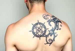 Right arm sleeve for men 
With wolf and moon on the top then Triskelion: Cycles of life then Ouroboros then something else tattoo idea