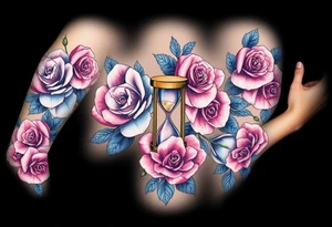 Roses with hour glass tattoo idea