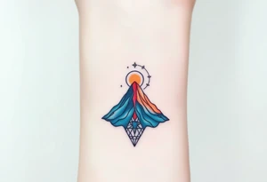 Geometric Volcano incorporating Capricornus constellation tattoo idea