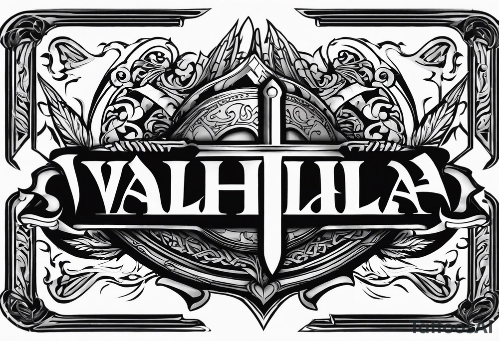 Valhalla Stairs sword shield tattoo idea