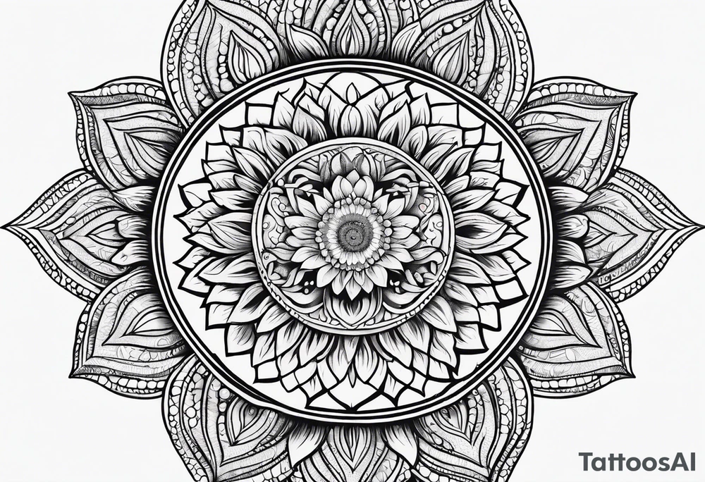 Mandala sun flower tattoo idea