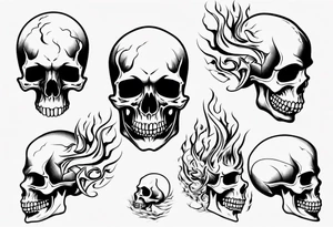 Skull from side with flames tattoo idea
