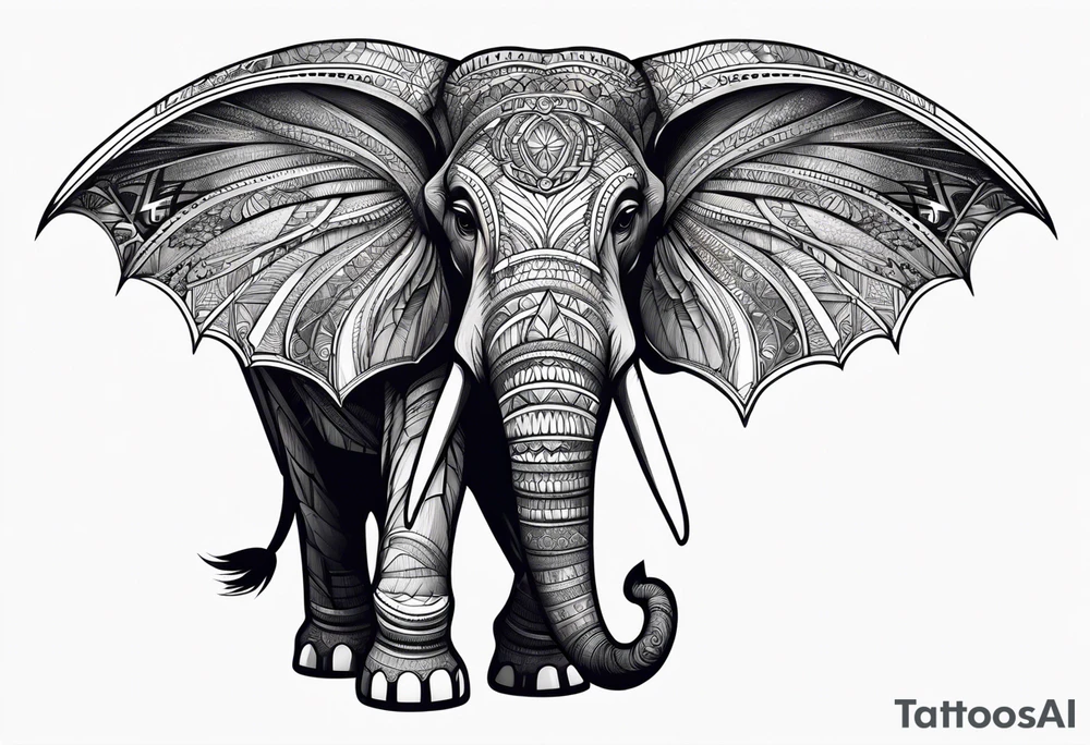 winged elephant tattoo idea