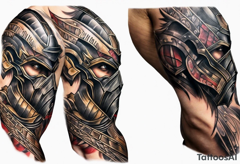 Spartan armor sleeve tattoo idea