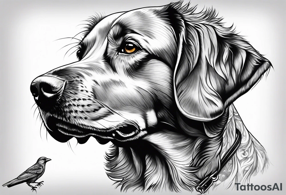 bird dog retrieving birds tattoo idea