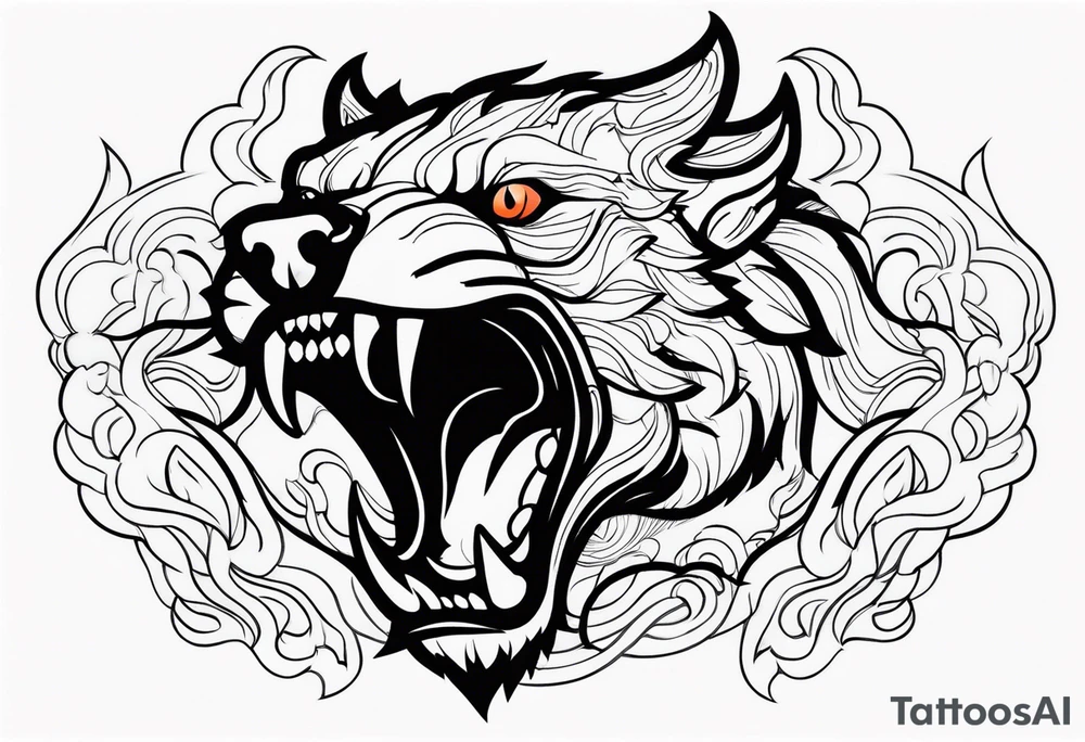 shadow beast with mouth open and smoke coming out tattoo idea shadow beast with mouth open and smoke coming out tattoo idea