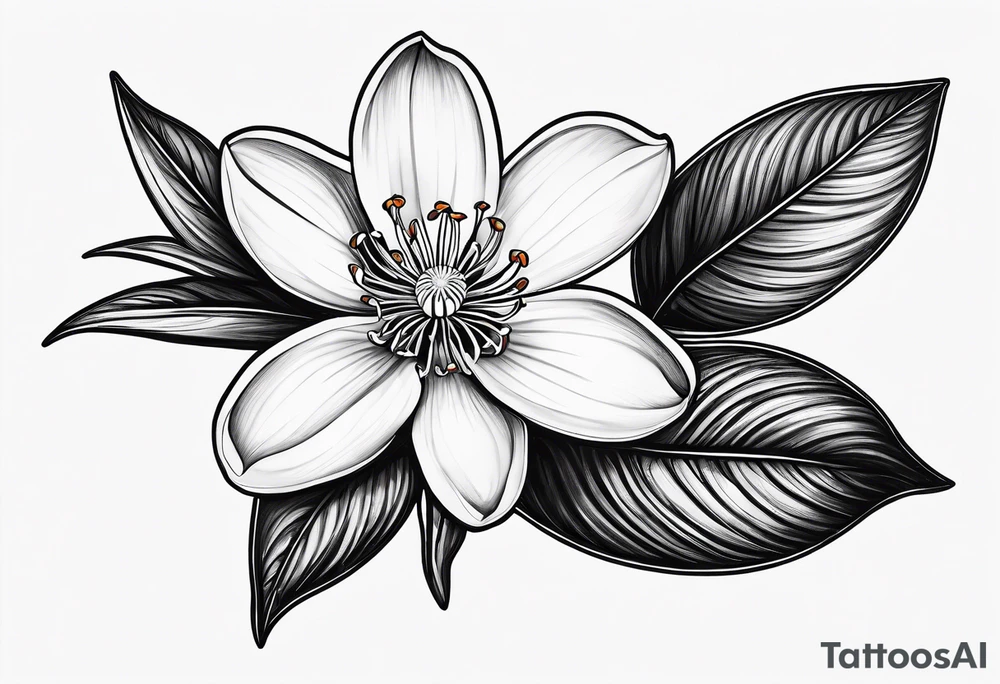 A single orange blossom next to a single orange slice. Simple line art tattoo idea A single orange blossom next to a single orange slice. Simple line art tattoo idea