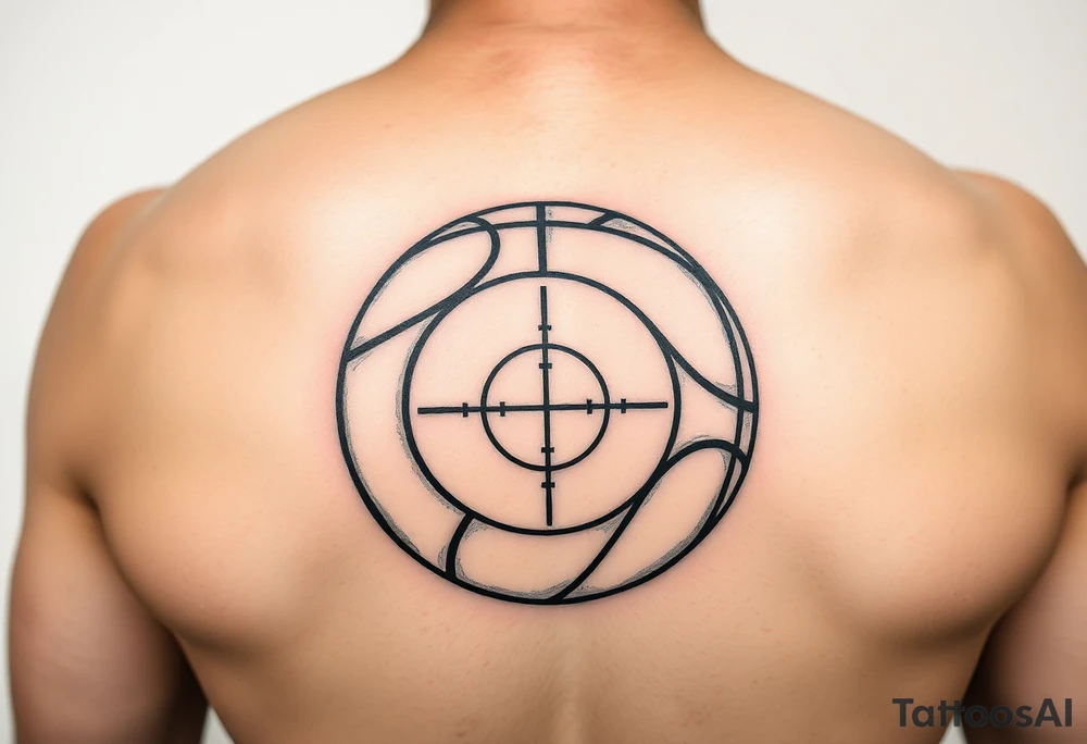 A basketball with a sniper scope reticle
inside tattoo idea A basketball with a sniper scope reticle
inside tattoo idea