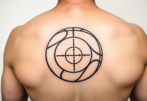 A basketball with a sniper scope reticle 
inside tattoo idea