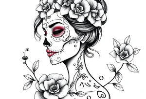 Beautiful woman sugar skull tattoo idea