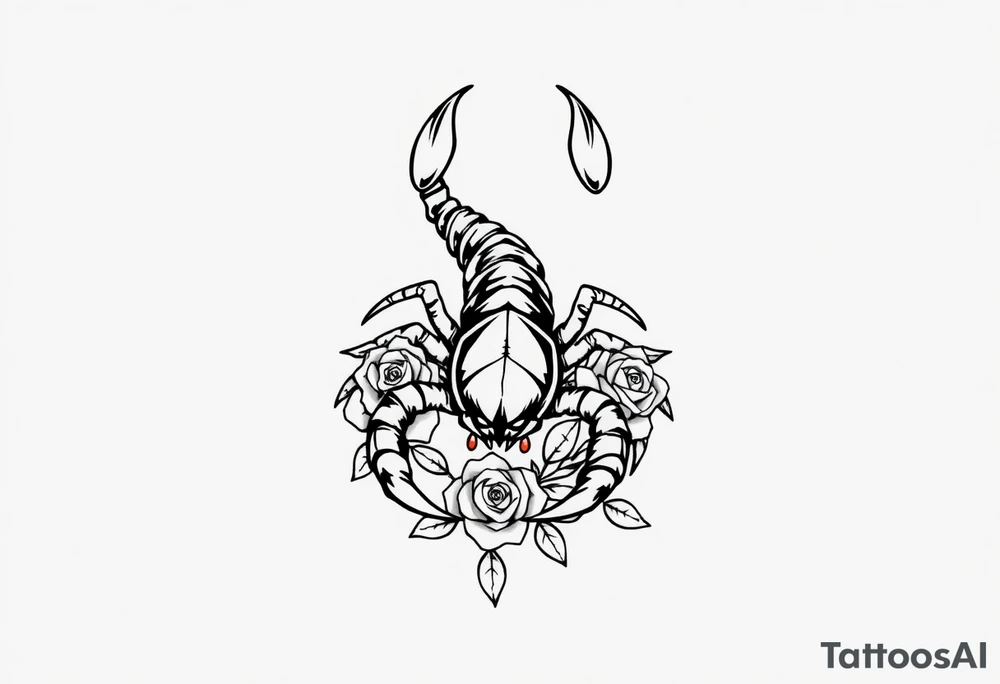 Scorpion with roses tattoo idea