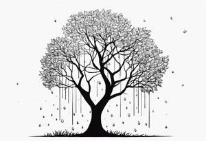 Árvore com galhos grandes em um estilos melancólico  de dia de chuva tattoo idea