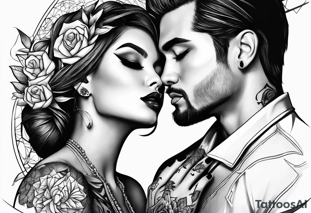 Two person kiss tattoo idea