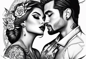 Two person kiss tattoo idea