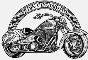 I want a detailed tattoo of a motorcycle surrounded by flames with the company name “Viking Customs” incorporated in the design tattoo idea