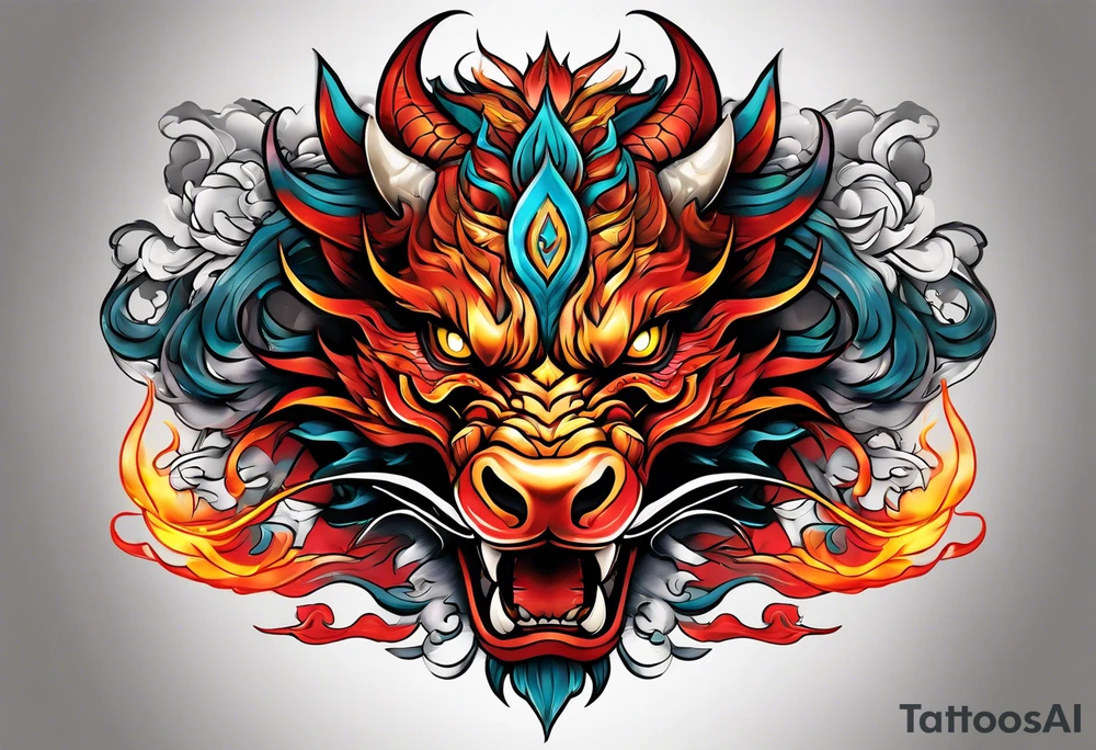 firedragon mask tattoo idea