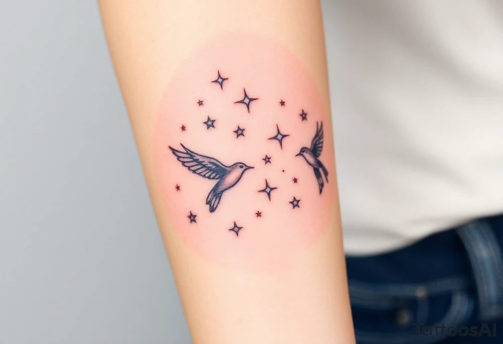 birds flying too the stars tattoo idea