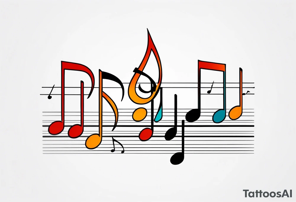 Musical notes incorporating the letters R and L tattoo idea