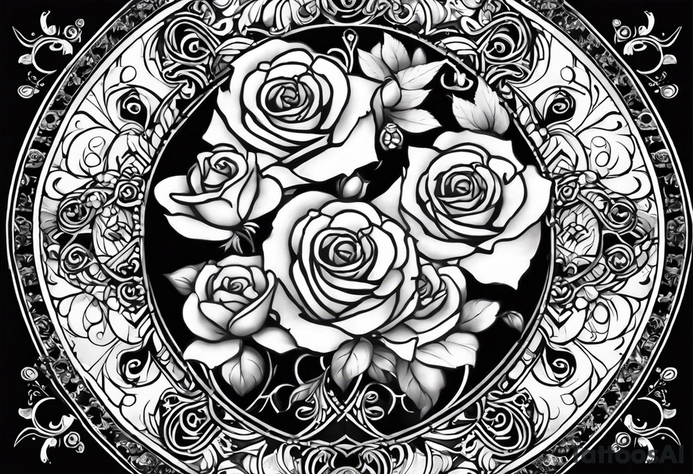 Hispanic/ Latin  goddess, love, forgiveness, strength, peace, cancer zodiac , small clock on face, rose , face half skull tattoo idea