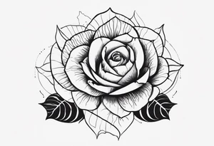 Нежные тонкие пионы с линиями и центральной звездой tattoo idea