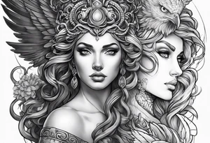 Medusa and harpy sleeve tattoo idea