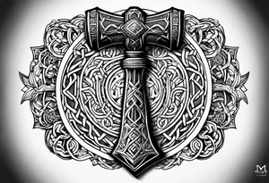 thor's hammer mjolnir knotwork sleeve tattoo tattoo idea