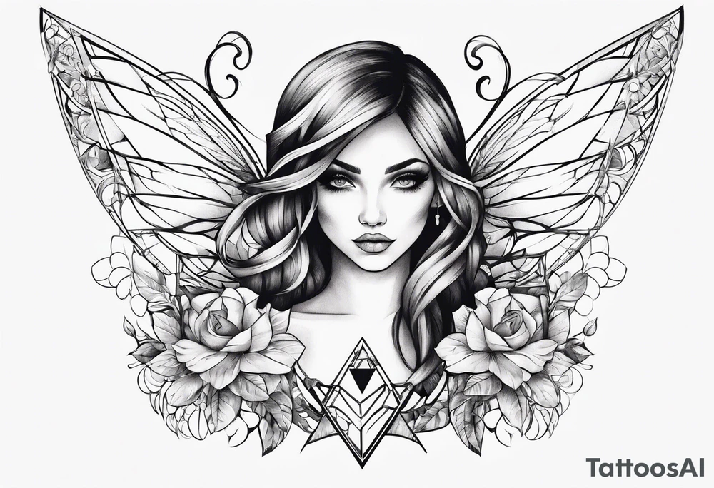 Fairy holding scissors tattoo idea