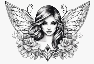 Fairy holding scissors tattoo idea