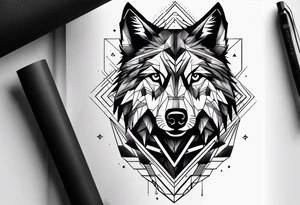 Forearm futuristic wolves design tattoo idea