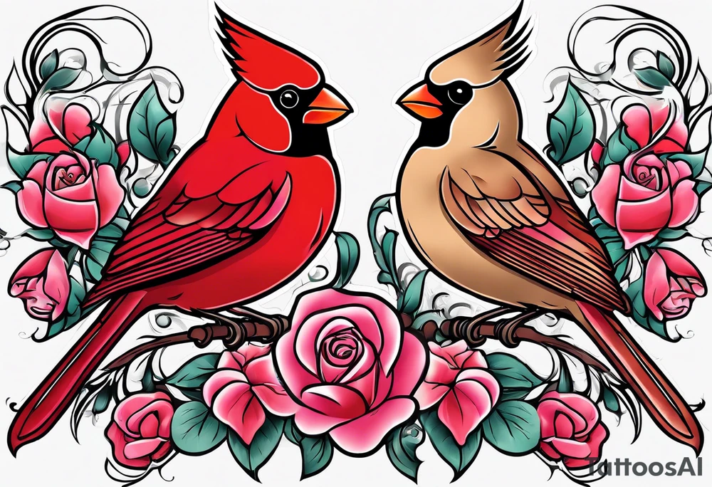 Breast cancer ribbon, cardinals. tattoo idea
