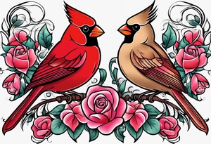 Breast cancer ribbon, cardinals. tattoo idea