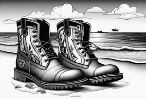 Keep it simple. One pair of timberland boots. One pair of flip flops and a cowboyhat on the Beach. tattoo idea