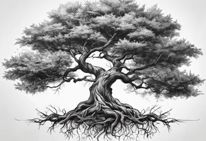 natural elements like a tree with sprawling branches and roots, which can spread across your back tattoo idea
