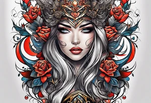 Full leg tattoo from hip to foot, straight design tattoo idea