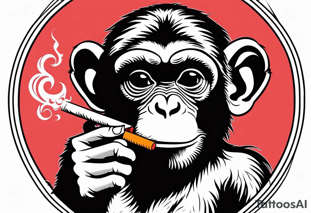 simple picture of a monkey smoking a cigarette, plain and simple smoking a cigarette tattoo idea