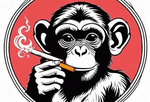 simple picture of a monkey smoking a cigarette, plain and simple smoking a cigarette tattoo idea