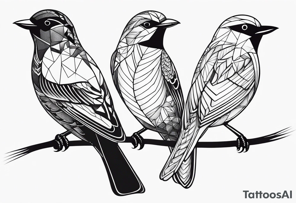 three birds far away, one small bird and two adults tattoo idea