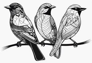 three birds far away, one small bird and two adults tattoo idea