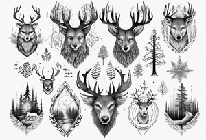 Full sholder, Nordic, forest,  presence, dear tattoo idea