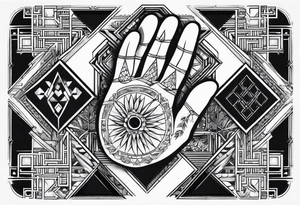 Image of hand and paw tattoo with Mikasa name tattoo idea