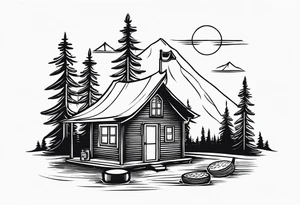 christian 
cross, campfire, golf , whiskey glass, cabin tattoo idea