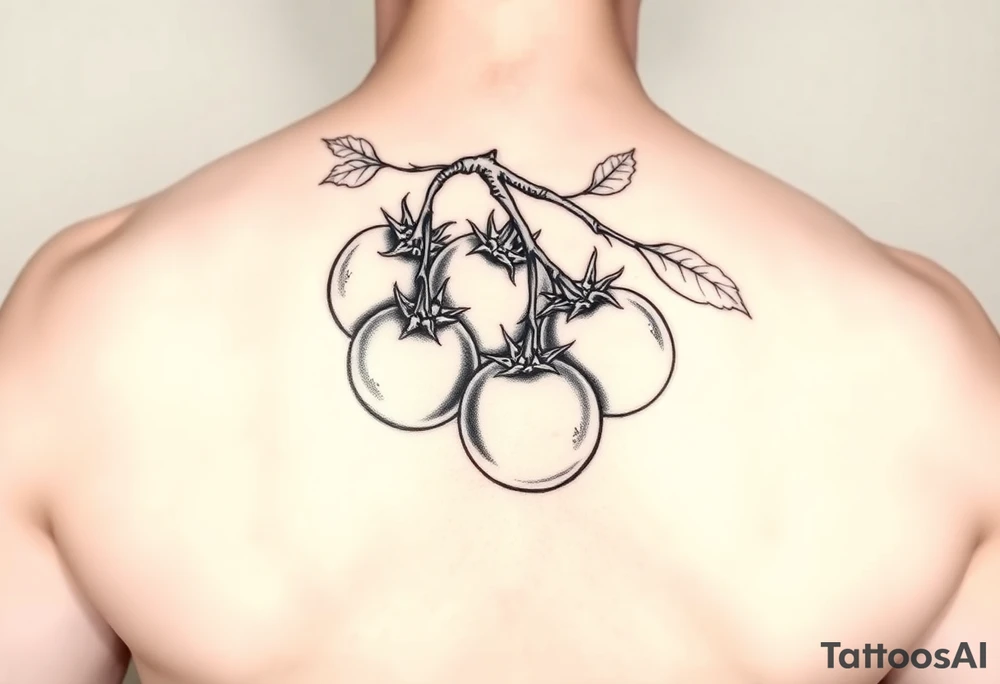Ripe tomatoes on a vine tattoo idea