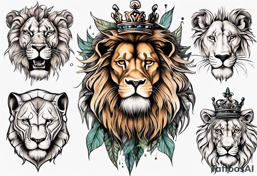 wild king lion tattoo idea