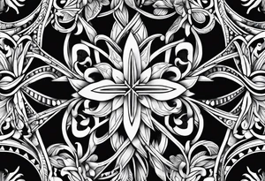 Number 41 with cross and pattern tattoo idea