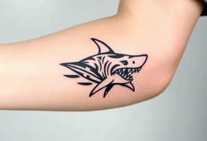 Masculine strong shark flowing forward in water tattoo idea