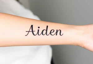 The name Aiden chunky
 and bold font tattoo idea