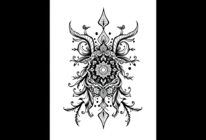 mytical shaman and mytolog style ornametn with ancient rhyme tattoo idea