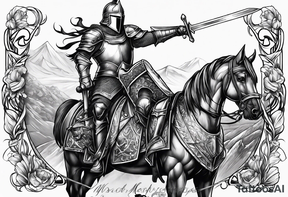 muscular knight tattoo idea